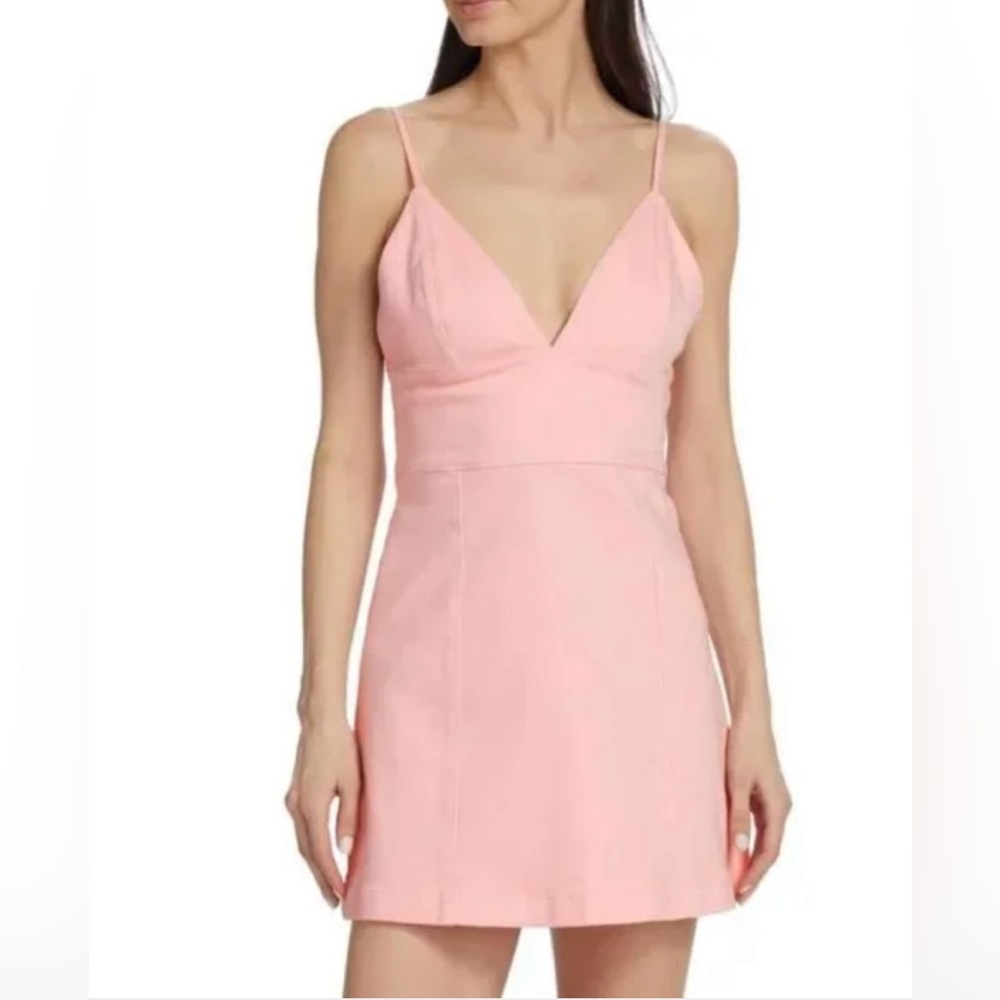 Alice + Olivia Carli Denim Empire Mini Dress